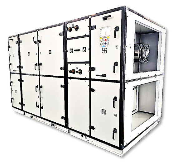 MAC Micronaire industrial air handling unit with open fan and air outlet sections