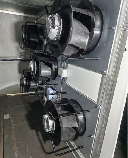 Multiple direct-drive EC plug fans installed inside the AHU after retrofit